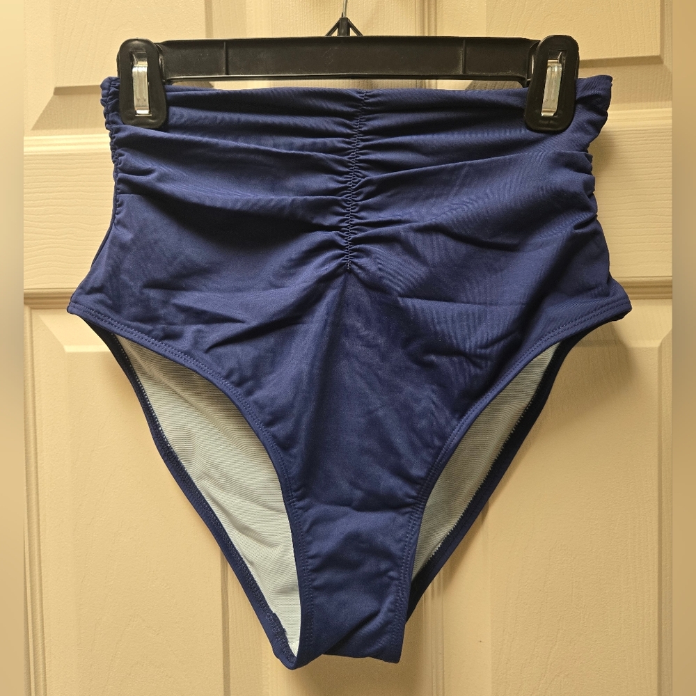 NWT Cupshe High Rise Navy Bikini Bottom With Slim & Sculpt, Medium (No Top)